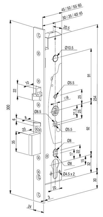 ABLOY EL420 / 35 / 24mm - elektromotorický zámek