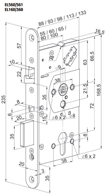 Elektromechanický samozamykací zámek ABLOY EL561/55/20