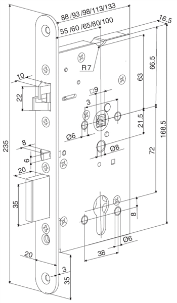 Samozamykací zámek ABLOY EL360/55/20