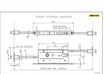 Zámek tříbodový garážový ROSTEX