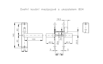 Dveřní kování mezipokojové s ukazatelem 804