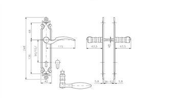 Dveřní kování Rostex HARMONIE rozteč 72mm na klíč
