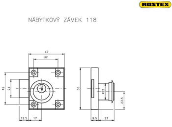 Zámek nábytkový 118/50