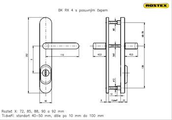 Bezpečnostní kování Rostex RX4/90 - 40 - EXCLUSIVE chrom nerez