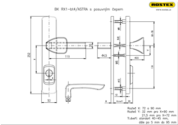 Bezpečnostní kování Rostex RX1/72 ASTRA BT4 Titan matný