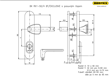 Bezpečnostní kování Rostex RX1/72 -50- BT4 titan leštěný