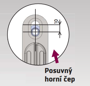 Bezpečnostní kování s posuvným čepem